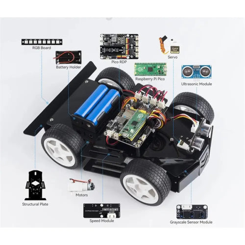 SunFounder 4WD ロボットカーキット Raspberry Pi Pico用 MicroPython および アプリ制御可能