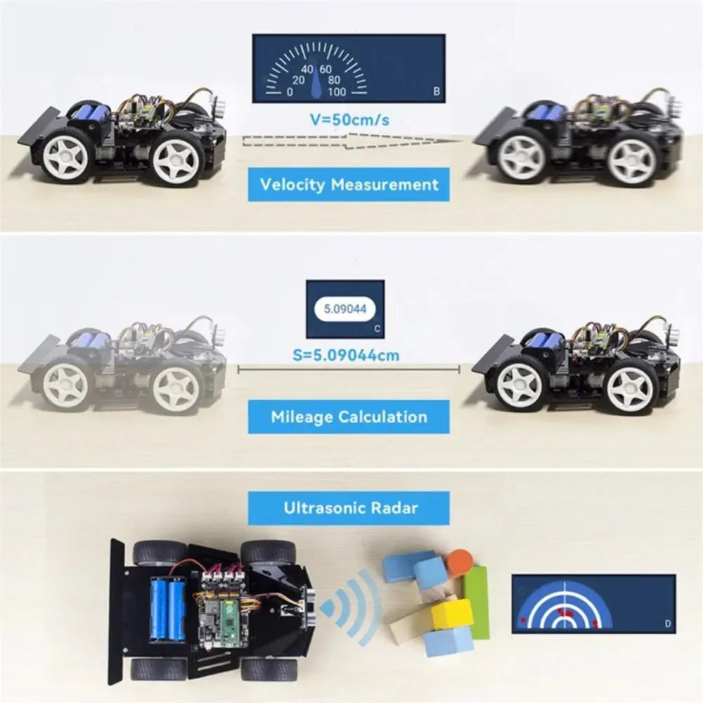 SunFounder 4WD ロボットカーキット Raspberry Pi Pico用 MicroPython および アプリ制御可能 -  RobotShop