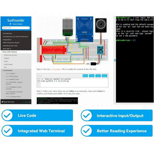SunFounder Raphael アルティメイトスタータキット Raspberry Pi 4B / 3B+ / 400用