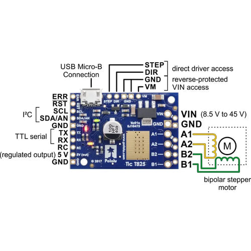 Tic T825 USB マルチインターフェース ステッピング モーター コントローラー