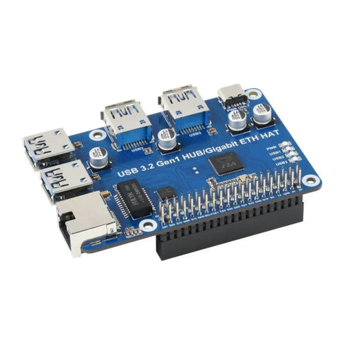 USB 3.2 Gen1/Gigabit Raspberry Pi用イーサネットハブ HAT(3 x USB、1 x ETH) - RobotShop USB 3.2 Gen1/Gigabit Raspberry Pi用イーサネットハブ HAT(3 x USB、1 x ETH) - RobotShop