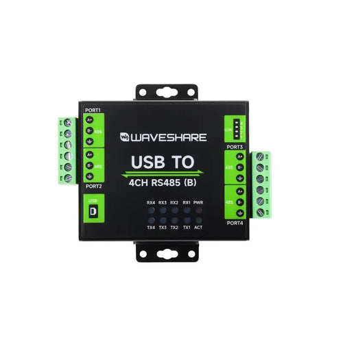 Waveshare 産業用 USB～4CH RS485 コンバータ (B) (CH344L、各種OS対応)