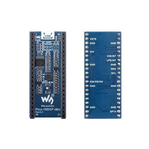 Waveshare 10-DOF IMU センサー モジュール (Raspberry Pi Pico 用)、オンボード MPU9250 および LPS22HB チップ