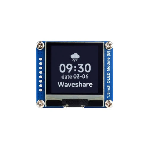 Waveshare 1.5インチ OLED ディスプレイ モジュール、128×128 解像度、SPI/I2C 通信、黒/白ディスプレイ カラー