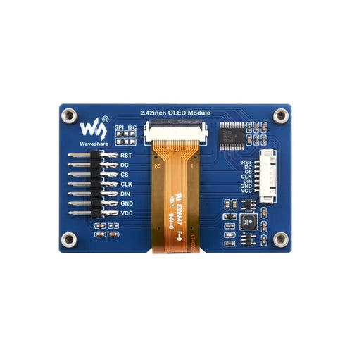 Waveshare 2.42 インチ OLED ディスプレイ モジュール、128×64 解像度、SPI / I2C 通信 (ホワイト)