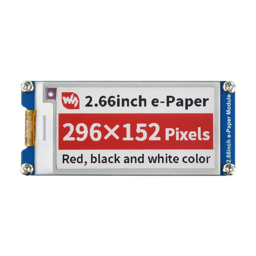 Waveshare 2.66インチ E-Paper E-Ink ディスプレイモジュール (B)、296×152、赤/黒/白、SPI