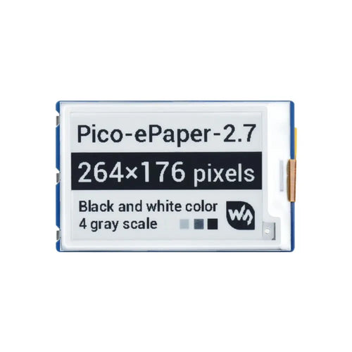 Waveshare 2.7インチ E-Paper E-Ink ディスプレイ モジュール、Raspberry Pi Pico 用、264×176、ブラック/ホワイト、4 グレースケール、SPI