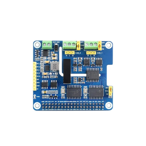 Waveshare 2 チャンネル絶縁 CAN バス拡張 HAT、Raspberry Pi 用、デュアル チップ ソリューション、スタック可能な設計