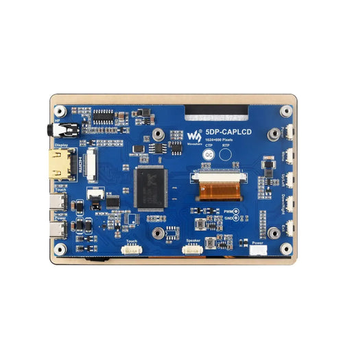 Waveshare 5インチ高輝度タッチスクリーン、1024x600ピクセル、強化ガラスパネル、HDMIインターフェース、IPSパネル