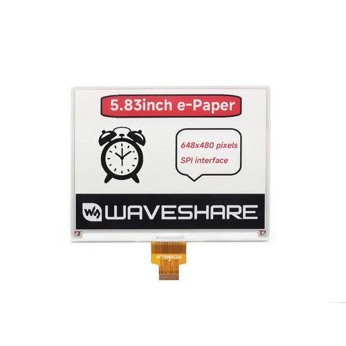Waveshare 648×480、5.83インチ E-Ink Raw ディスプレイ、赤/黒/白 3色