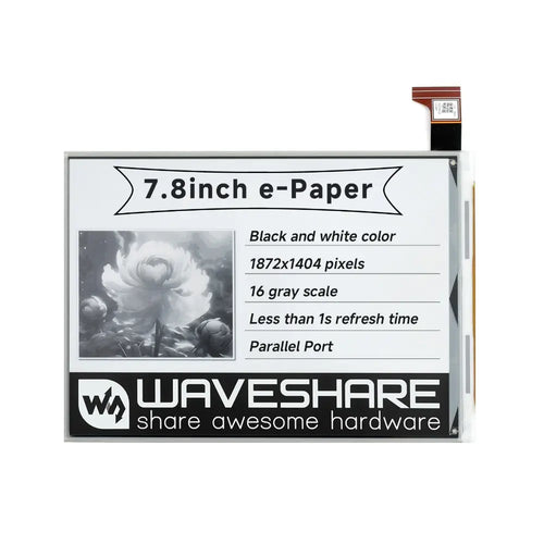 Waveshare 7.8インチ E-Ink RAWディスプレイ、1872×1404