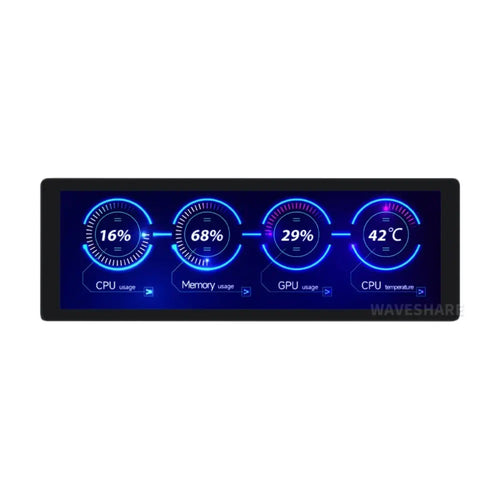 Waveshare 7.9 インチ IPS ディスプレイ、400×1280 ピクセル、強化ガラスパネル、HDMI インターフェイス (タッチ機能)