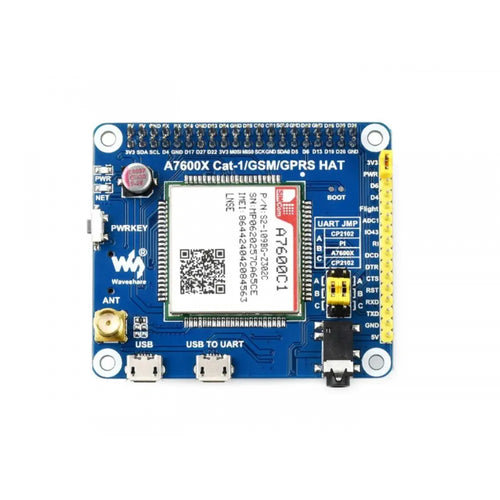 Waveshare A7600C1 LTE Cat-1 HAT、Raspberry Pi 用、低速 4G モジュール、2G GSM/GPRS (中国向け)
