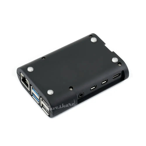 Waveshare Raspberry Pi 4用 ブラック ABSケース 冷却ファン付き