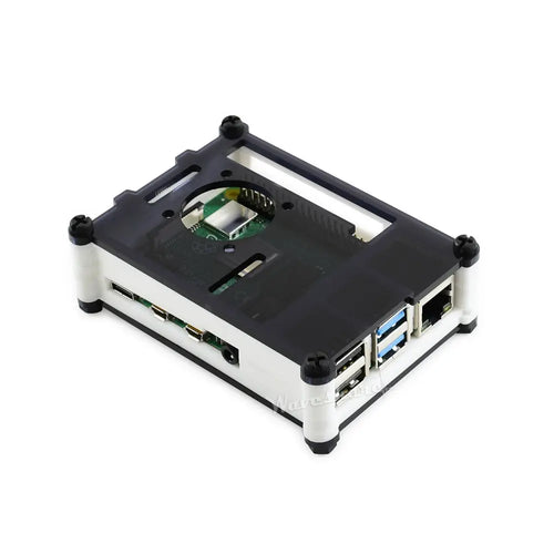 Waveshare ブラック/ホワイト アクリルケース Raspberry Pi 4 用 冷却ファン付き