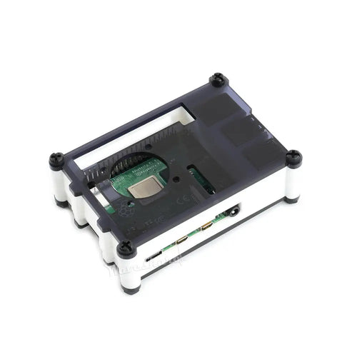 Waveshare ブラック/ホワイト アクリルケース Raspberry Pi 4 用 冷却ファン付き