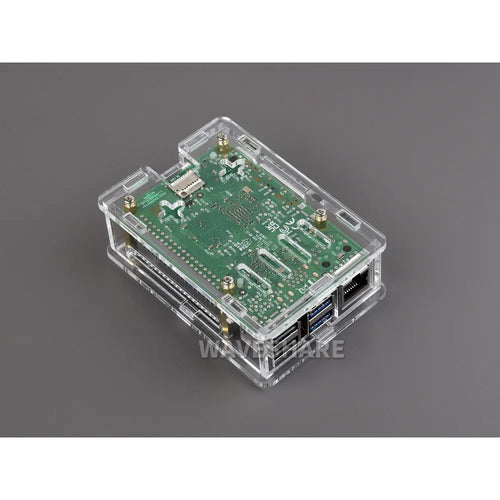 Waveshare Raspberry Pi 5用透明アクリルケース、公式アクティブクーラーの取り付けをサポート