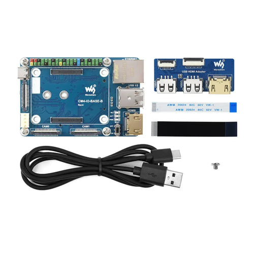 Waveshare CM4-IO-BASE-B + USB HDMI アダプター、Raspberry Pi Compute Module 4 用 (ボードのみ)