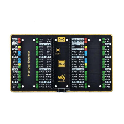 Waveshare デュアル GPIO エクスパンダー (Raspberry Pi Pico 用)、オス ヘッダー 2 セット