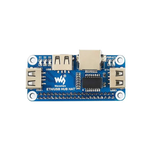 Waveshare Ethernet / USB HUB HAT for Raspberry Pi、1x RJ45、3x USB