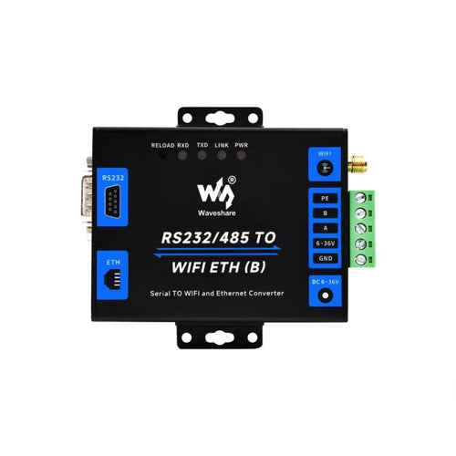 Waveshare 産業グレード シリアル サーバー RS232/485 から WiFi およびイーサネット、Modbus ゲートウェイ、MQTT ゲートウェイ、金属ケース (PoE)
