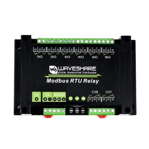 Waveshare 産業用 Modbus RTU 8 チャンネル リレー モジュール (RS485 インターフェイス、5V 電源付き)