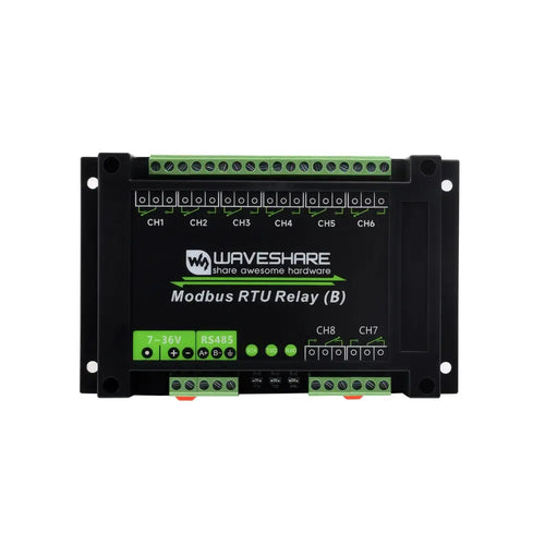 Waveshare 産業用 Modbus RTU 8 チャンネル リレー モジュール (B) RS485 インターフェイス、7~36V 電源付き