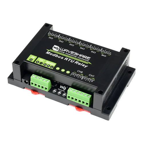 Waveshare 産業用 Modbus RTU 8 チャンネル リレー モジュール (RS485 インターフェイス、5V 電源付き)