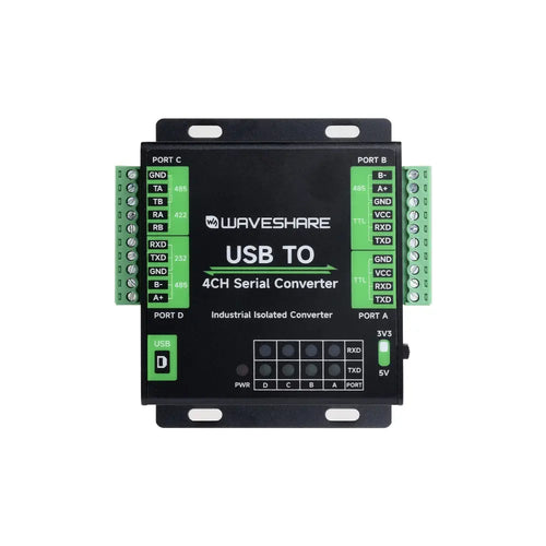 Waveshare 産業用 USB から 4 チャンネル シリアル コンバータ、オリジナル FT4232HL チップ、USB から RS232/485/422/TTL をサポート