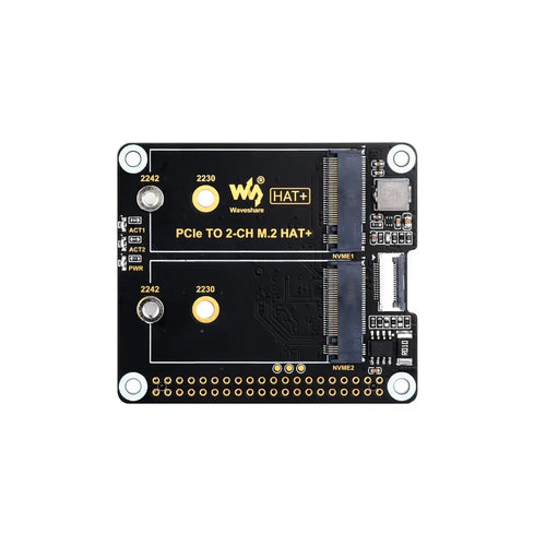 Waveshare PCIe から 2 チャネル M.2 アダプター (Raspberry Pi 5 用)、2230/2242 サイズ NVMe ソリッド ステート ドライブと互換性あり