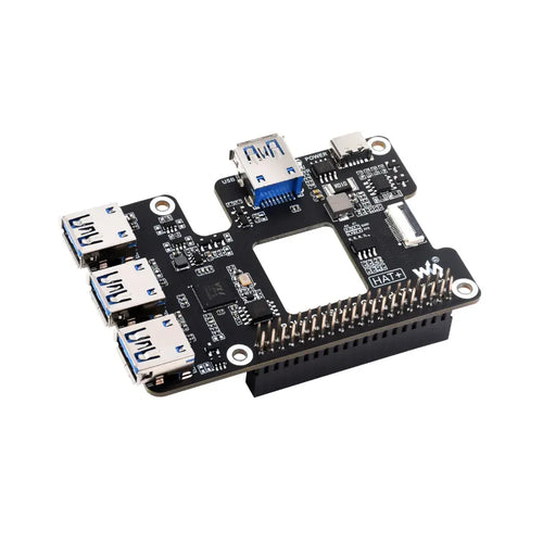 Waveshare PCIe to USB 3.2 Gen1 HAT、Raspberry Pi 5用、4x高速USBポート、HAT + 標準