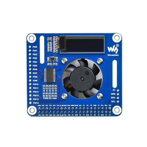 Waveshare PWM 制御ファン HAT (Raspberry Pi 用)、I2C、温度モニター