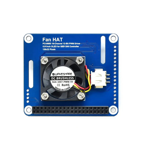 Waveshare PWM 制御ファン HAT (Raspberry Pi 用)、I2C、温度モニター