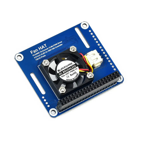 Waveshare PWM 制御ファン HAT (Raspberry Pi 用)、I2C、温度モニター