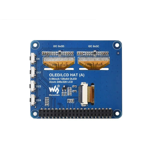 Waveshare Raspberry Pi OLED/LCD HAT、オンボード 2 インチ IPS LCD メイン スクリーンとデュアル 0.96 インチ ブルー OLED