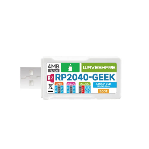Waveshare RP2040-GEEK 開発ボード、RP2040 マイクロコントローラベース、1.14 インチ 65K カラー LCD 搭載