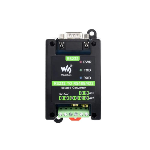 Waveshare RS232 から RS485/422 へのアクティブ デジタル絶縁コンバータ、オンボード オリジナル SP3232EEN および SP485EEN チップ、DB9