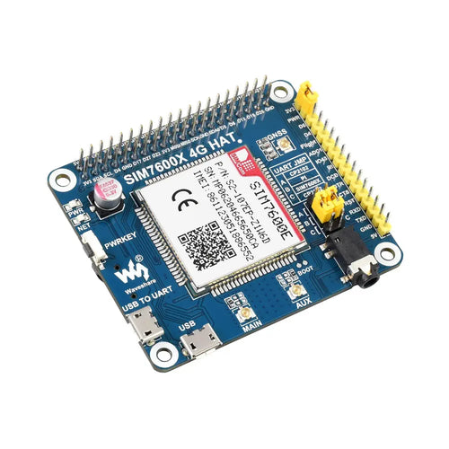 Waveshare SIM7600E LTE Cat-1 HAT、Raspberry Pi 用、3G/2G/GNSS (東南アジア、西アジア、ヨーロッパ、アフリカ)
