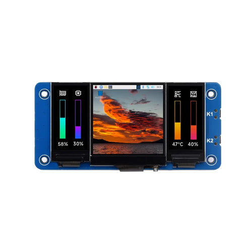 Waveshare トリプル LCD HAT (Raspberry Pi 用)、オンボード 1.3 インチ IPS LCD メイン スクリーンとデュアル 0.96 インチ IPS LCD