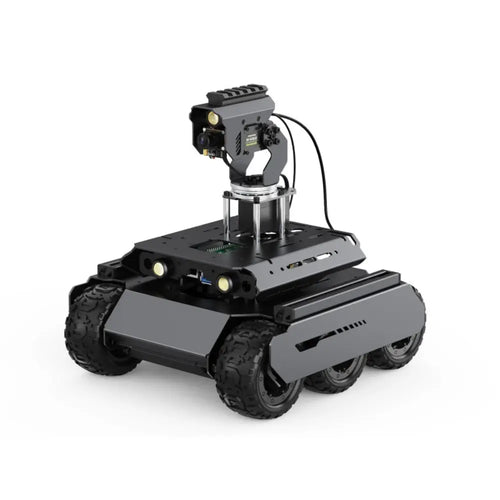 Waveshare UGV ローバー 6 輪 4WD AI ロボット、デュアル コントローラー、Raspberry Pi 5 用オールメタル ボディ、パン/チルト機能付き (Pi なし、EU)