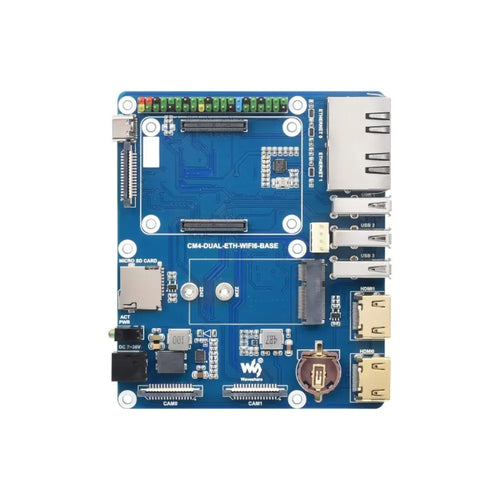 Waveshare WIFI6 デュアル ETH ミニコンピューター、Raspberry Pi CM4 用 (別売)、オンボード M.2 E (ボード、ケース、UK 電源)