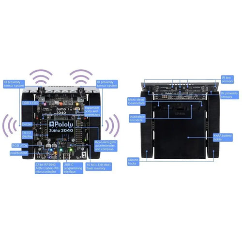 Pololu Zumo 2040 組立て済みロボット (100:1 HPモータ搭載)