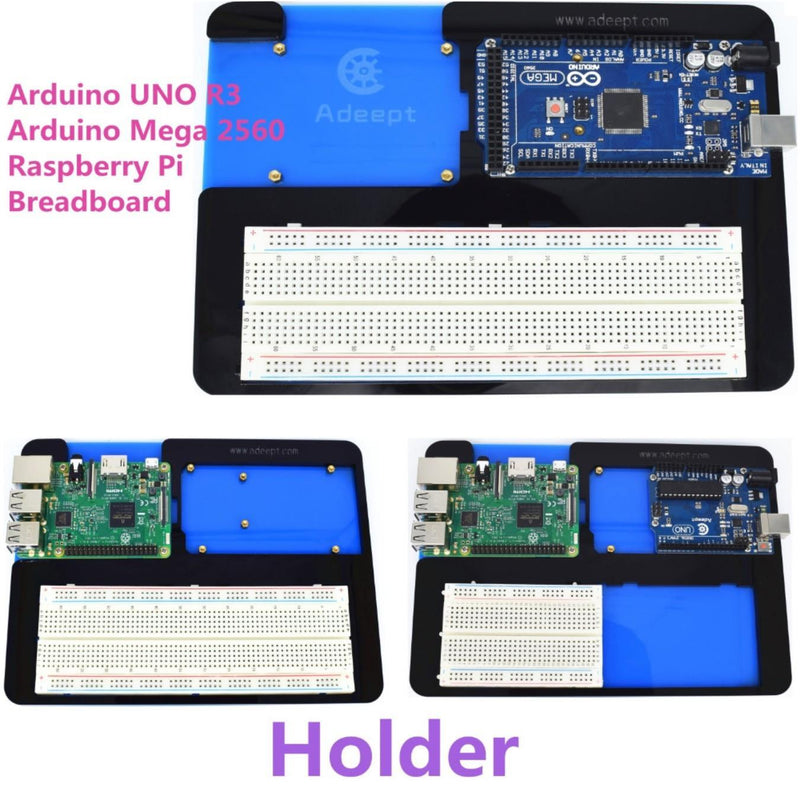 Adeept Arduino UNO R3、Mega 2560、RPi用 アクリル製 5in1ブレッドボードホルダ