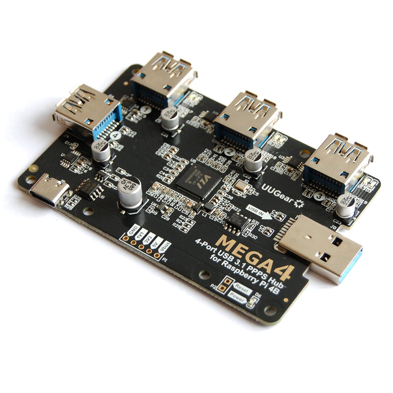 MEGA4 4ポート USB 3.1 PPPSハブ Raspberry Pi 4B用