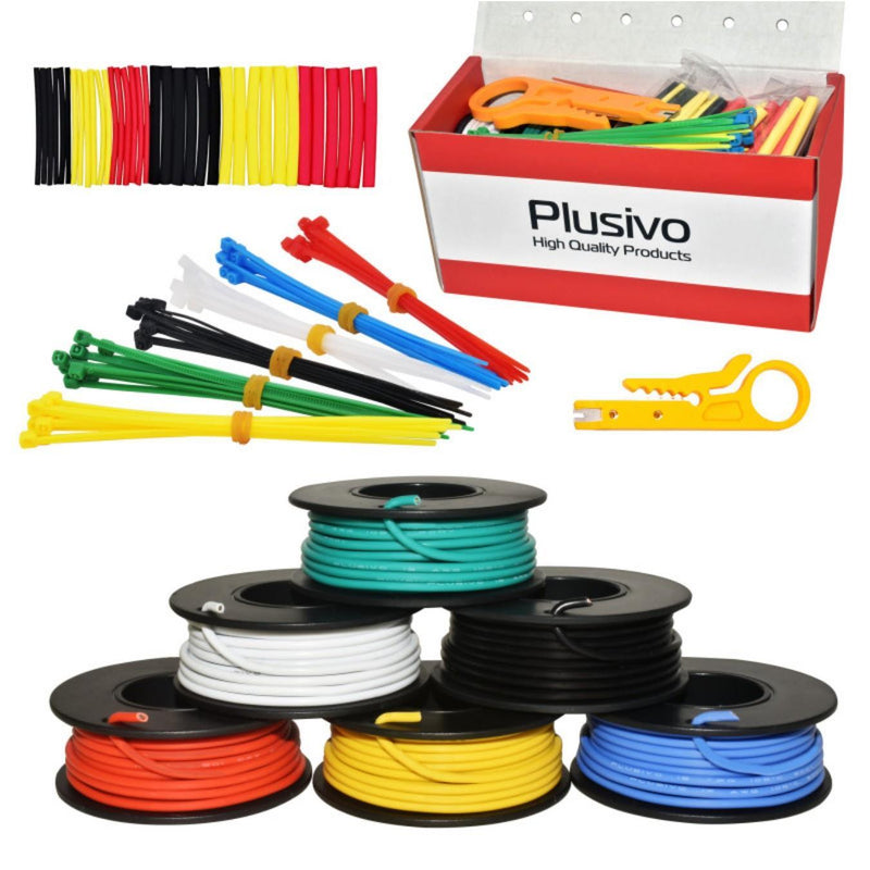 Plusivo 18AWG 配線用 電線キット - 6色（各5m）