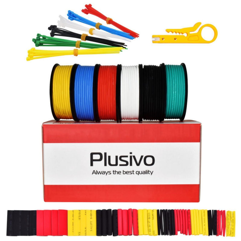 Plusivo 20AWG 配線用電線キット-6色（各7m）