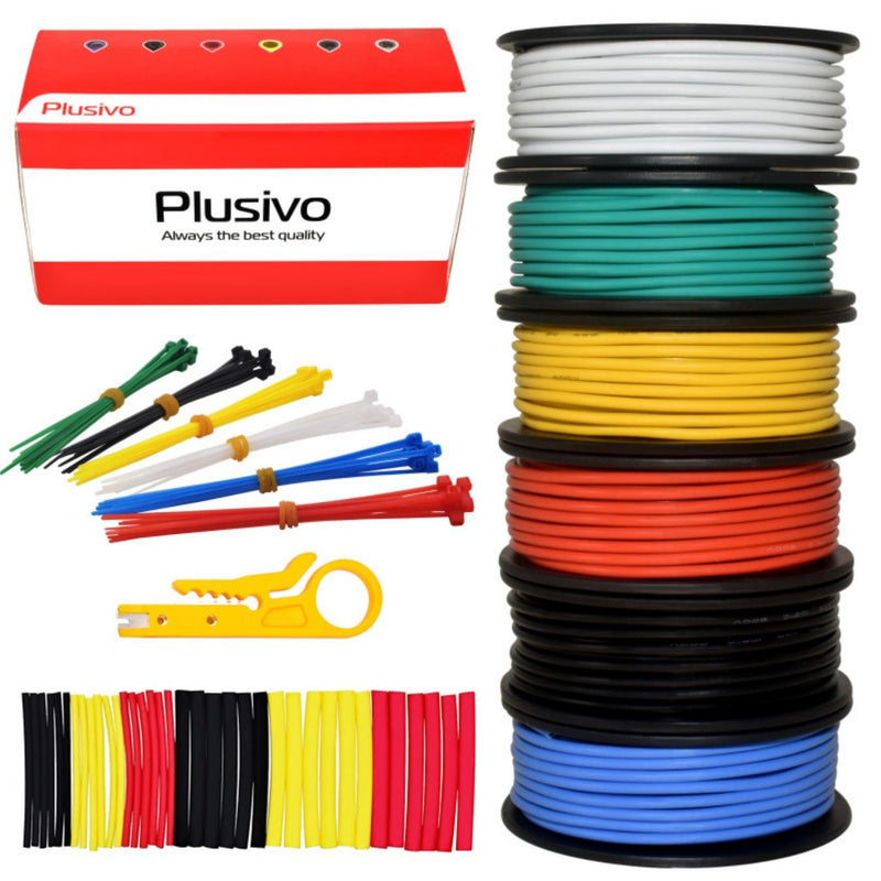 Plusivo 20AWG 配線用 電線キット  (PVC被覆) - 6色 (各7m)